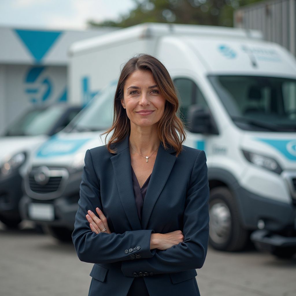 Empresaria con flota eléctrica