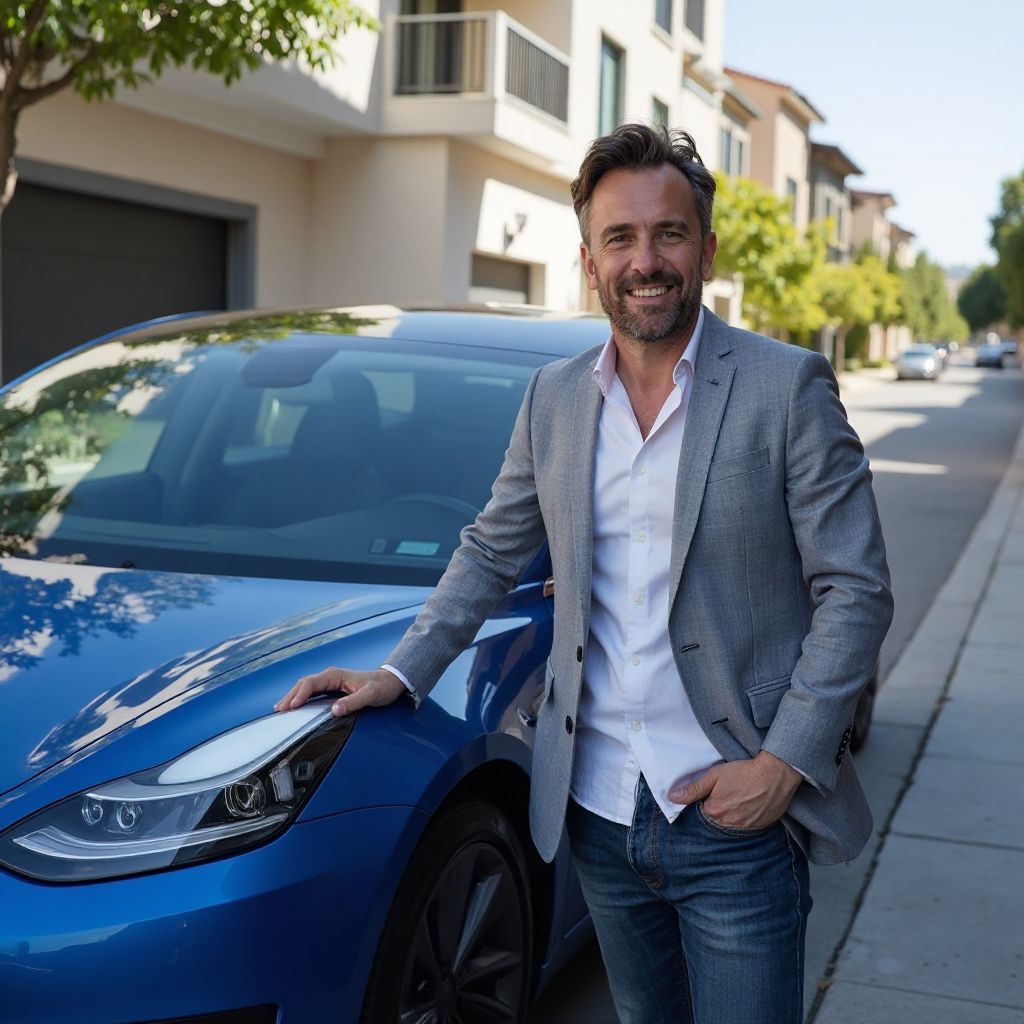 Cliente con su auto eléctrico